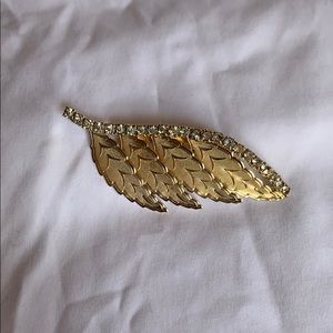 Gold Leaf Brooch with Gems